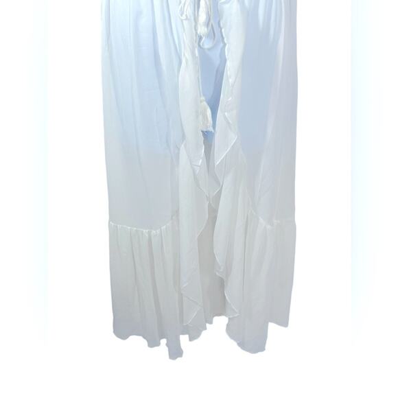 Shein White Sheer Long Ruffle Accent Bridal Robe or Beach Cover Up Size Large - Picture 4 of 9
